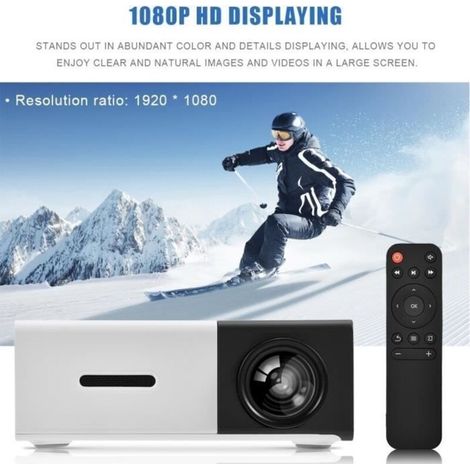 HD Mini projecteur de théâtre à la maison élégant de projecteur à LED HDMI lecteur multimédia EU Plug noir blanc (1/4)
