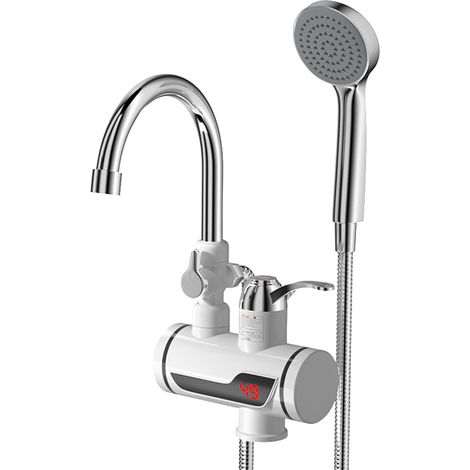 Robinet électrique 220V avec chauffe-eau instantané et accessoire de douche, écran LCD température, pour cuisine et jardin, résistant intempéries extérieures, sans réservoir (1/5)