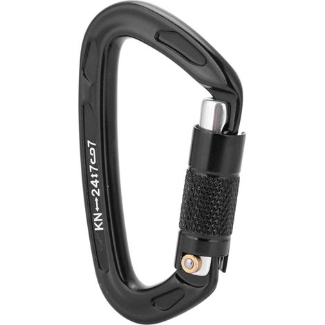 24KN Sicherheitskarabiner mit D-Ring, Outdoor-Kletter- und Rettungsausrüstung (schwarz)