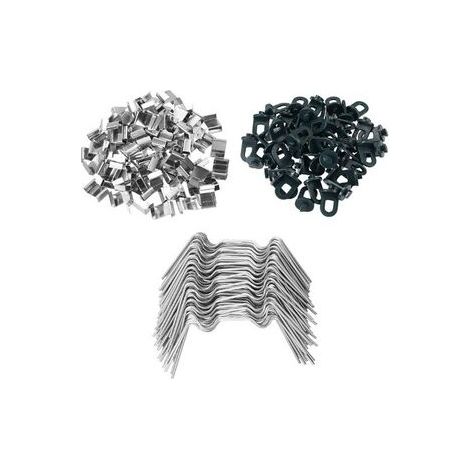 Kit d'attaches pour serre et véranda Lot de 150 clous en W 150 attaches Z et 100 anneaux de fixation Fixation pour panneaux de verre et polycarbonate (1/5)