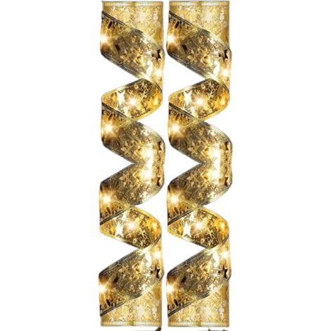 Ruban Lumineux De Noël - 10 M - 100 Led Intégrées - Alimenté Par Piles - Télécommande Incluse - Pour Arbre De Noël Décoration Intérieure Extérieure - 2 Pièces