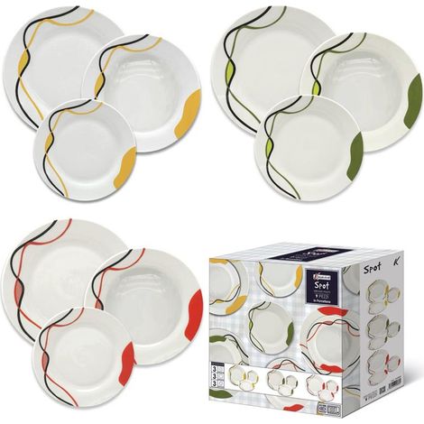 MAURY'S PIATTI 9 PZ SPOT COLORE GIALLO/ROSSO/VERDE