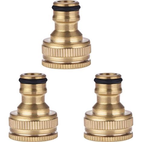 Rubberskin Kit de Connecteur de Robinet de Tuyau D'arrosage en Laiton de 3 Pièces, Adaptateur de Connecteur de Robinet de 1/2 Pouces 3/4 Pouces pour L'irrigation de Jardin de Lavage de (1/5)