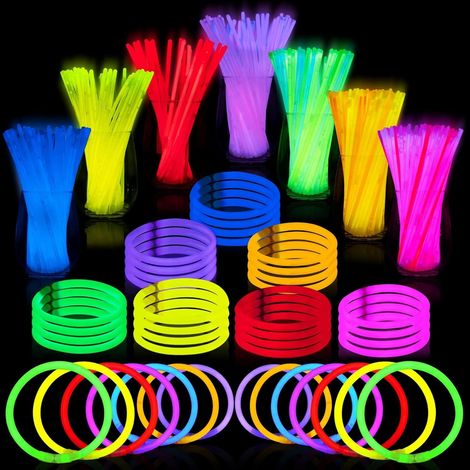 100 pièces bâtons lumineux 20 cm en gros, accessoires de fête fluorescents, décorations de Noël lumineuses, colliers et bracelets brillants (1/5)