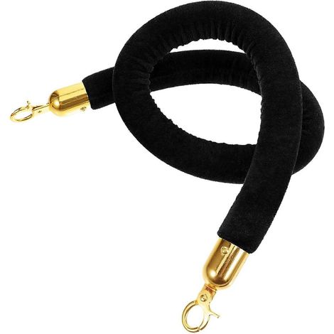 150 cm lange, schwarze Samtstange mit goldenen Haken, elegante Absperrung zur Besucherlenkung für Veranstaltungen und Hotels (1/5)