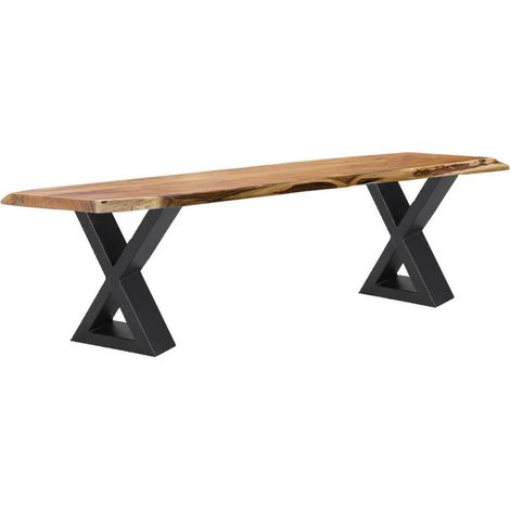 Banc L. 190 cm bois d'acacia et pieds en X en métal noir - OTTAWA (1/5)