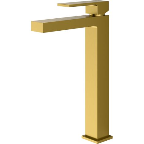 BERNSTEIN - Miscelatore lavabo alto in ottone oro spazzolato, getto morbido e risparmio idrico - 3,4x23x17cm (LxAxP) - LAVOA	Oro spazzolato