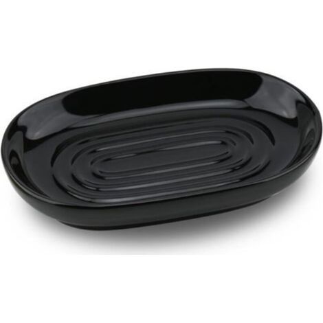 Porte Savon Céramique Antidérapant, Porte Savon Marbre pour Salle de Bain, Support Savon Solide pour Cuisine, Évier et Douche (Noir) (1/5)