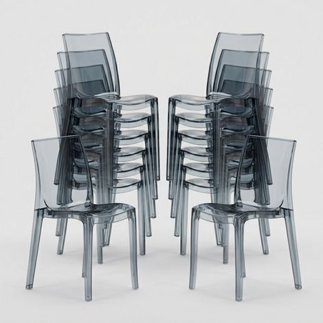 18 Sedie Cristal Light Grand Soleil trasparenti offerta stock per Bar - Trasparente Nero Antracite (1/5)