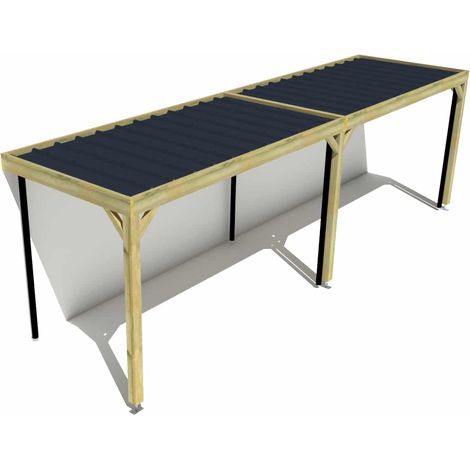 Carport bois • 8m x 2m • adossée • sens largeur • livraison comprise (1/3)