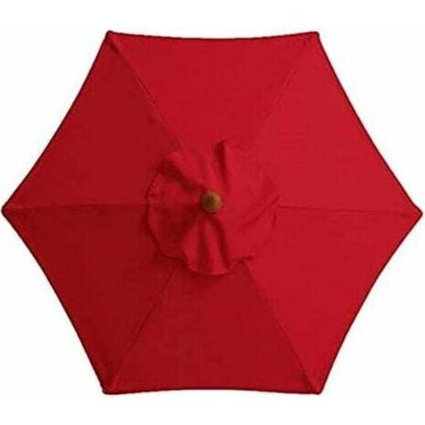 Housse de rechange pour parasol de 3m avec 6 nervures et aérations, parasol à mât décalé - Tissu polyester résistant à l'eau et aux UV (rouge)