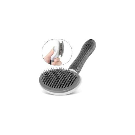 Cepillo universal para gatos - Para pelo largo - Autolimpiable - Gris - Crezuo
