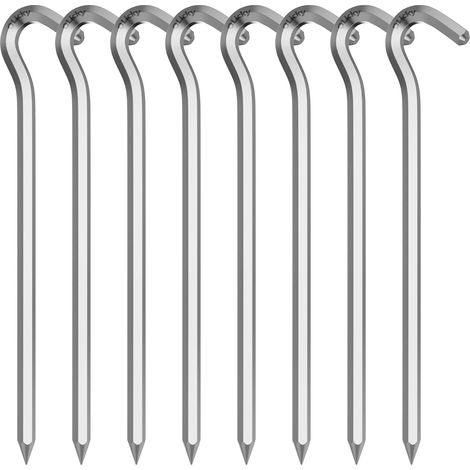 Piquets de tente robustes en métal, en alliage d'aluminium, adaptés aux filets de football, bâches et autres activités de plein air - Lot de 8 (1/5)