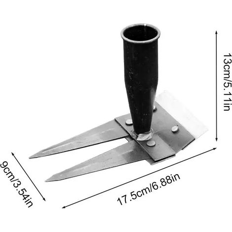 (2 dents) Râteau de jardin à main en acier au carbone, outil agricole, scarificateur, herse à clous, outil de désherbage (1/5)