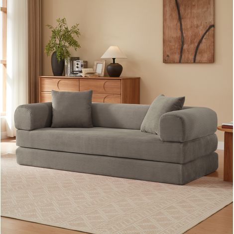 Divano letto 41x41x99 cm, modulare trasformabile, rivestimento in velluto, schiuma, taupe (1/5)
