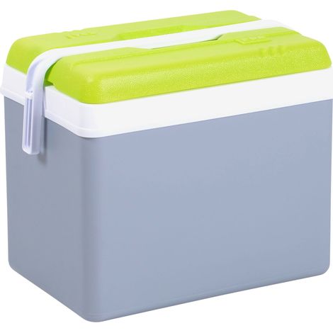 Kühlbox aus Kunststoff 24 Liter - grau - Outdoor Thermobox mit Tragegriff - Kühltasche Isoliertasche Thermo Behälter für Camping Picknick Festival Garten