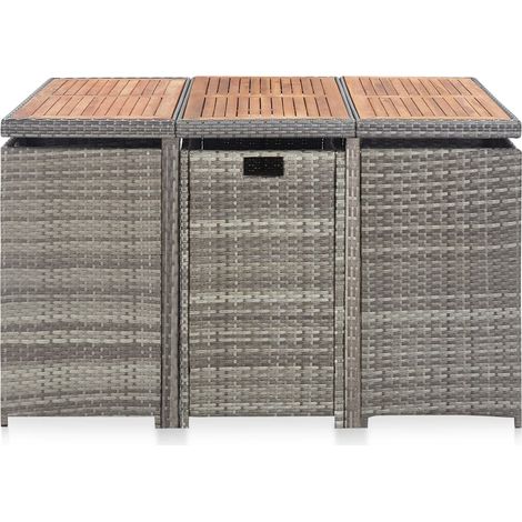 Salon de jardin 11 pcs Mobilier de jardin Résine tressée bois d'acacia Anthracite (1/5)