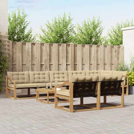 vidaXL Outdoor-Sofagarnitur 9 pcs Weiß und Beige 79 x 79 x 37 cm (1/5)