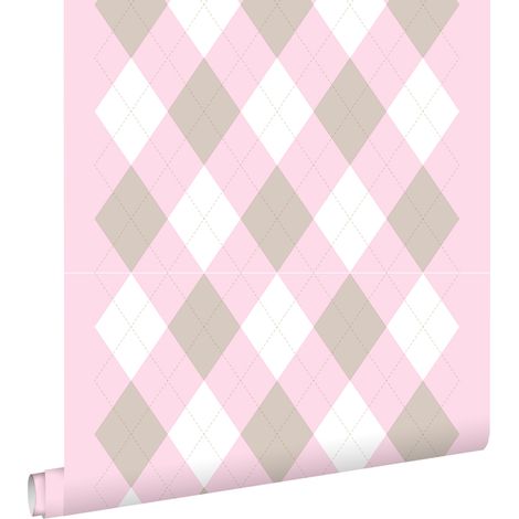 papier peint vichy rose doux - ESTAhome (1/5)