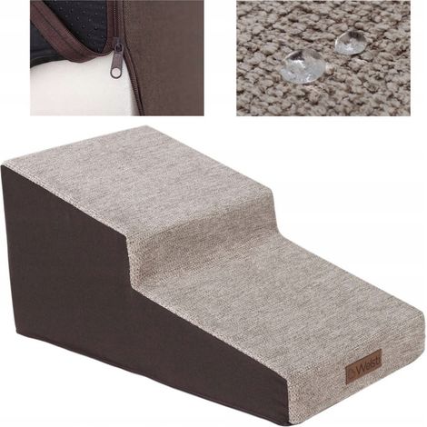 Escalier pour chien 30 cm – 2 marches inclinées – Matériaux imperméables et antidérapants – Largeur 35 cm pour sécurité