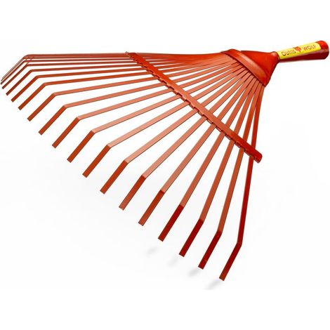 Outils Wolf – Balai à gazon 50 cm – 22 dents plates – Emmanchage sans vis ni clou – Angle d'attaque optimal pour ramassage efficace