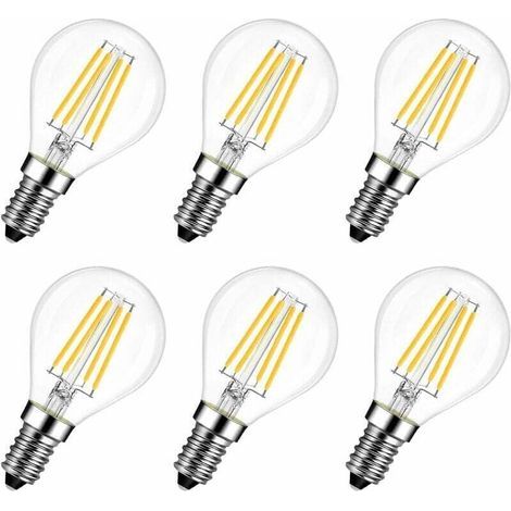 Lot de 6 Ampoules LED E14 6W 2700K - Remplace 60W, Style de Filament de Lampe Rustique (Blanc Chaud)