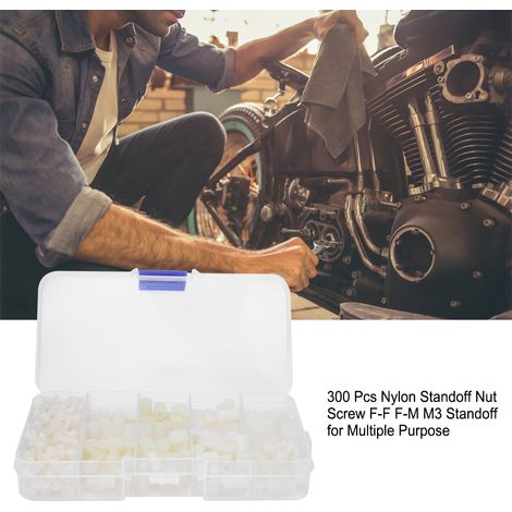 Kit de 300 pcs en nylon : écrous, vis et entretoises M3 femelle-femelle et femelle-mâle, usage polyvalent, blanc (1/5)