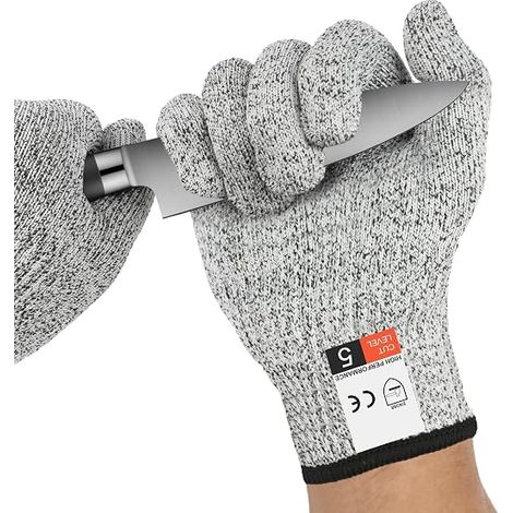 2 Paires Gants Anti-Coupures Gants Anti-Coupures Professionnels Haute Protection, Gants de Travail de Sécurité pour Cuisine Gant Huitre Protection, Gants pour Ouvrir les Huitres de Niveau 5, Gris Chi (1/5)