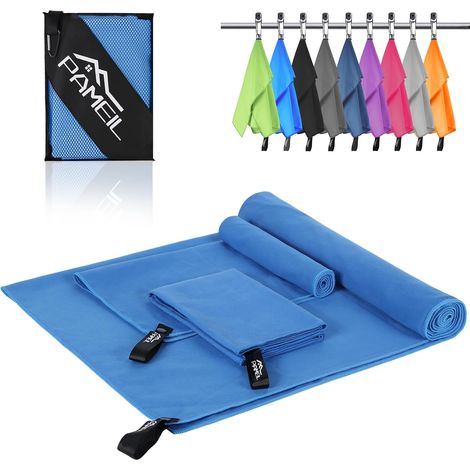 Lot de 3 Serviettes en Microfibre (Grande Serviette de Bain de 160 x 80 cm et 2 Petites Serviettes de 80 x 40 cm) - Serviette de Voyage en Microfibre à séchage Rapide pour Le Fitness et Le (1/5)