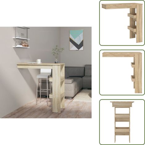 Table bar murale Chêne Sonoma 102x45x103,5 cm Bois d'ingénierie - Table Bar Murale - Table De Bar - Meuble De Salon - Table Design - Table Rustique (1/5)