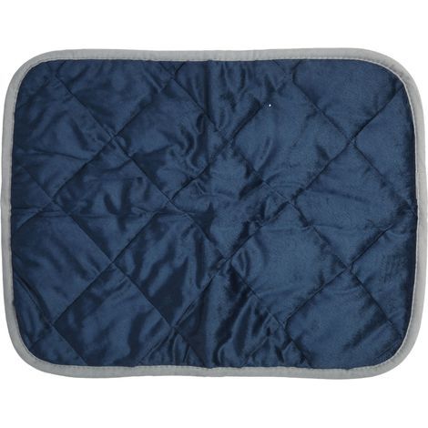 Coussin chaud pour animaux de compagnie, tapis chauffant pour chat, lit de couchage pour chien, coussin antidérapant pour la maison, hiver, bleu foncé avec bordure grise L (1/5)