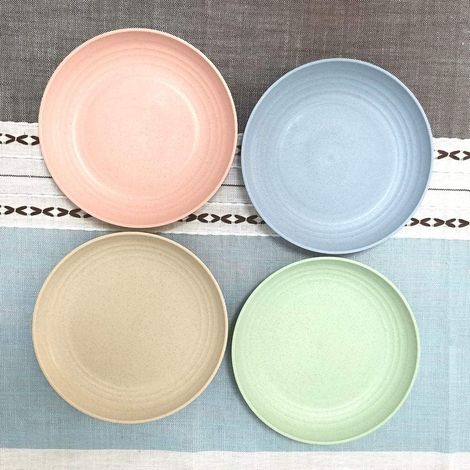 Assiettes à dîner incassables et assiettes à salade légères - Passe au lave-vaisselle et au micro-ondes Lot de 4 (25,4 cm)