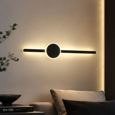 Applique murale LED design, 40cm noir mat, aluminium et acrylique, gradation et température de couleur réglables sans paliers, pour salon et chambre (1/5)