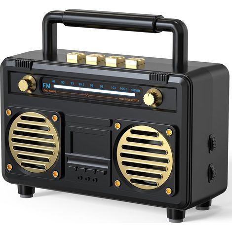 Mini-Retro-Bluetooth-Lautsprecher, Geschenk für Männer, Frauen und Teenager, Vintage-Dekoration für Schlafzimmer, Zuhause, Büro, Küche, kleiner kabelloser Stereo-Lautsprecher, TF-Kartenkompatibel & (1/5)