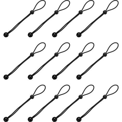 Lot de 12 tendeurs élastiques universels - Pour stores enrouleurs extérieurs et extérieurs, tentes, auvents, bâches - 25 cm - Noir (1/5)