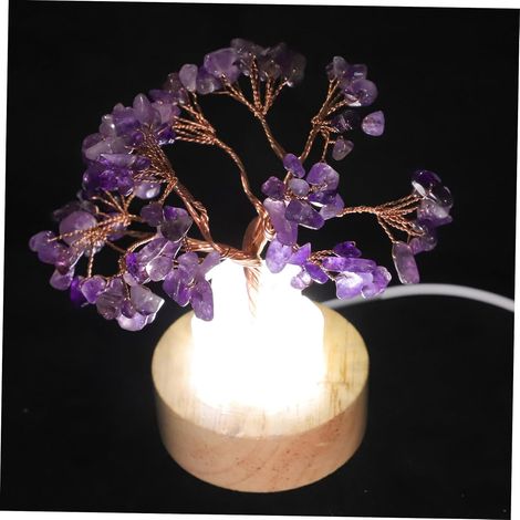 Veilleuse Arbre en Cristal Améthyste, Lampe de Chevet (1/5)