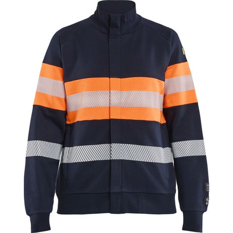 Sweat de travail zippé multinormes inhérent sans métal femme feMyanMare - Marine/Orange fluo XXXL