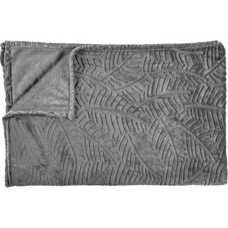 Plaid Flanelle Embosse "Roméo" 150x200cm Gris Foncé (1/4)