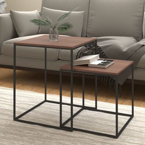 Ensemble de table basse 2 pcs Bois d'ingénierie et métal vidaXL (1/5)