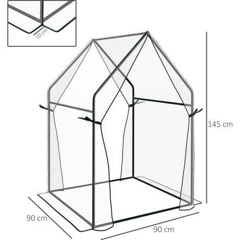 Mini serre verticale transparente 90x90x145cm, 2 portes enroulables bâche PE pour balcon (1/5)