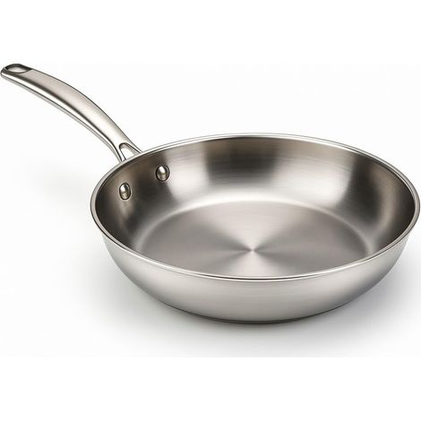 Poêle Acier Inoxydable 18/10 Ø 24 cm Compatible Induction Base Triple Épaisseur Manche Ergonomique Riveté Four 200°C Lave-vaisselle Résistante (1/5)