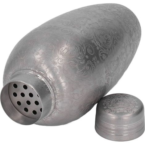 Hochfester Cocktailshaker aus Edelstahl 304, verziert mit geschnitzten Blumen, für Barkeeper. (1/5)