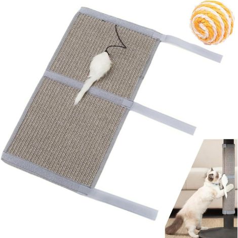 Tapis griffoir pour Chat,63 25 cm,sisal Naturel,Tapis à gratter,Tapis Pieds de Table pour Chat,Jouets Souris,Protéger Le mobilier,Jouet pour Chats+1 Boules de sisal-Gris (1/5)
