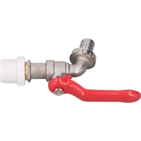 Robinet à bille quart de tour, vanne d'arrêt avec sortie de drainage 15mm, filetage mâle 3/4 PVC et 1/2 laiton (1/5)