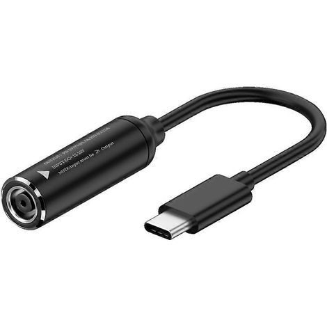 Adaptateur Câble Femelle DC vers Mâle Type-C, Sortie 65W Compatible 5V/9V/12V/15V/20V, 2.25A-7.4x0.6mm
