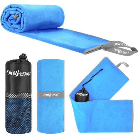 Serviette en microfibre à séchage rapide, grande taille 180 x 90 cm - bleue