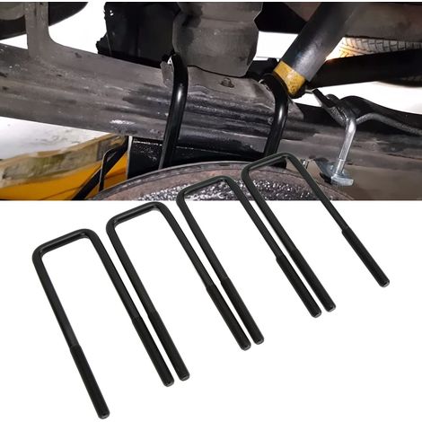 Boulons en U en acier noir 10 pouces, courbure carrée robuste pour essieu arrière, compatible Silverado 1500, pièce de rechange durable.
