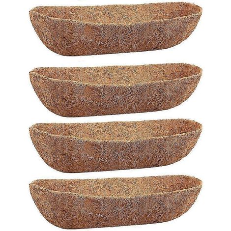 Lot de 4 doublures en noix de coco de 61 cm (24 pouces) pour jardinières murales, paniers de fenêtre ou terrasses. (1/5)