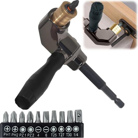 Punta angolare per avvitatore a batteria Visseuse porte Embout Renvoie D'angle pour Visseuse Porte-Adaptateur 105° (1/5)