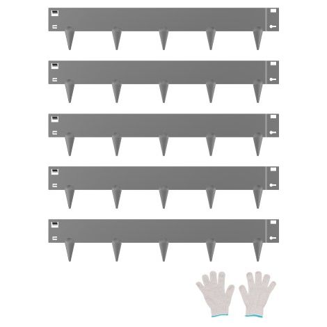 Rasenkante 5er-Pack, Beeteinfassung 990x181 mm, Metall-Beetumrandung, biegbare Beetumrandung, robuste Gartenpalisade, einfach zu installieren, Blumenbeet-Gartenweg-Teiler, dunkelgrau (1/5)